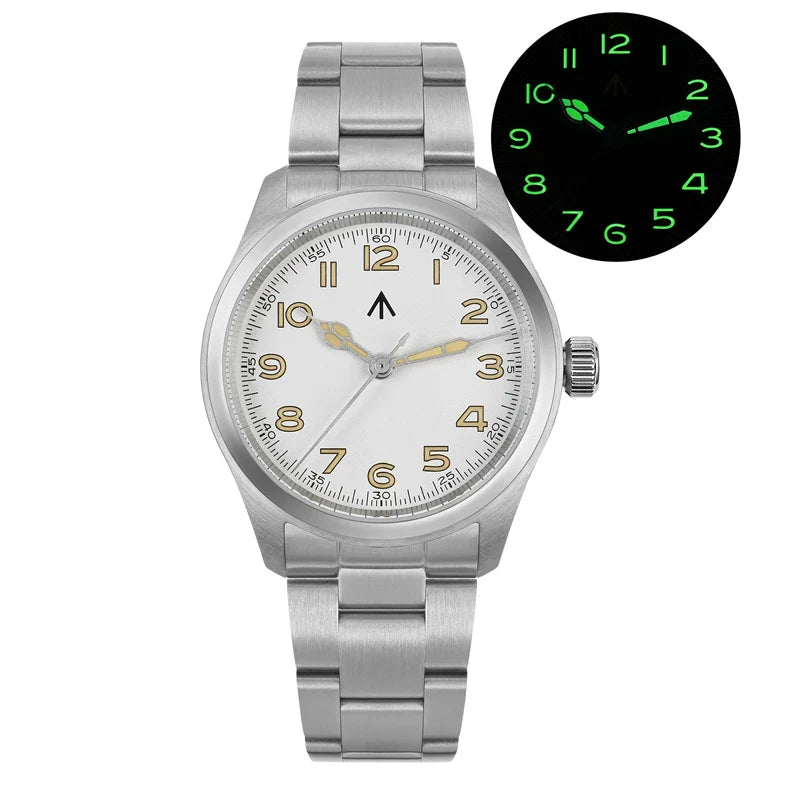 Militado ML08 Vintage Black Watch VH31 Sweep Quartz Wristwatch Ar Sapphire Crystal Luminous C3 BGW9 100 Waterproof Watches Man