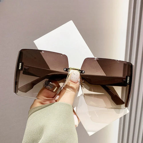 Women Fashion Rimless Beach Gradient Sunglass Original Lady Retro