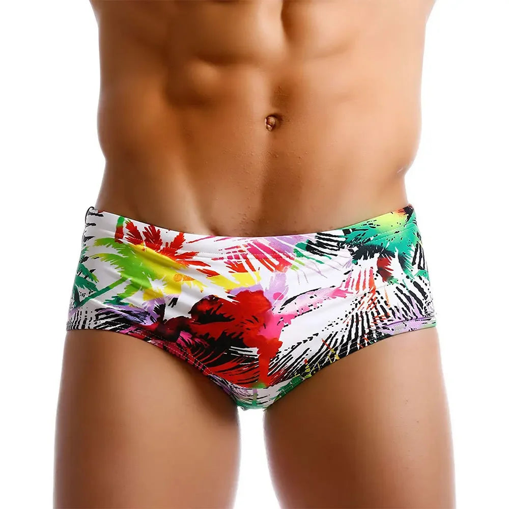 Men Swimwear Palm Multicolor Swimming Trunks Briefs Bikini Board Surf