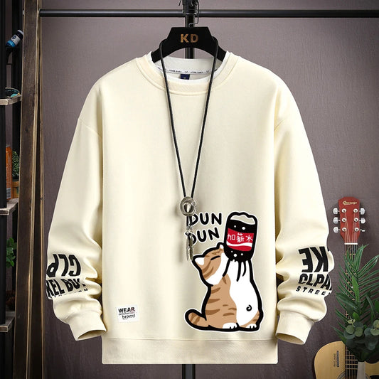 Cartoon Cute Cat Funny Print Graphic T-shirt Women Oversized Loose