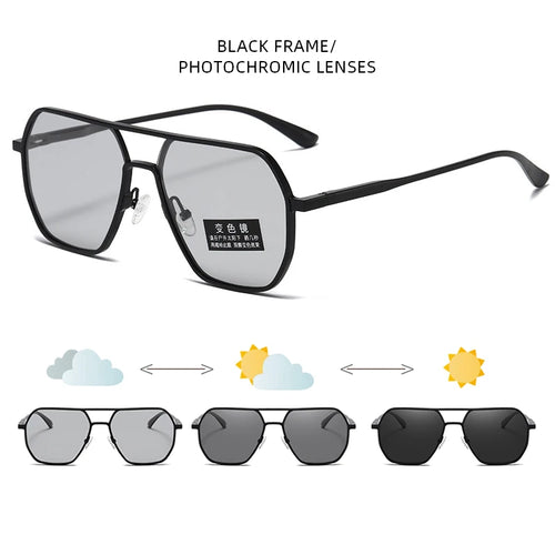 Luxury Metal Photochromic Sunglasses Men Women Fashion Polarized Sun