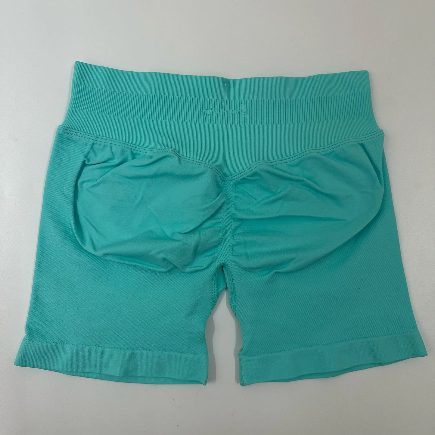 No Logo Yoga Shorts Low Ribbed Waist Band Yoga Shorts Seamless Scrunch Bum Workout Gym Shorts Booty Hight Stretch Running Shorts