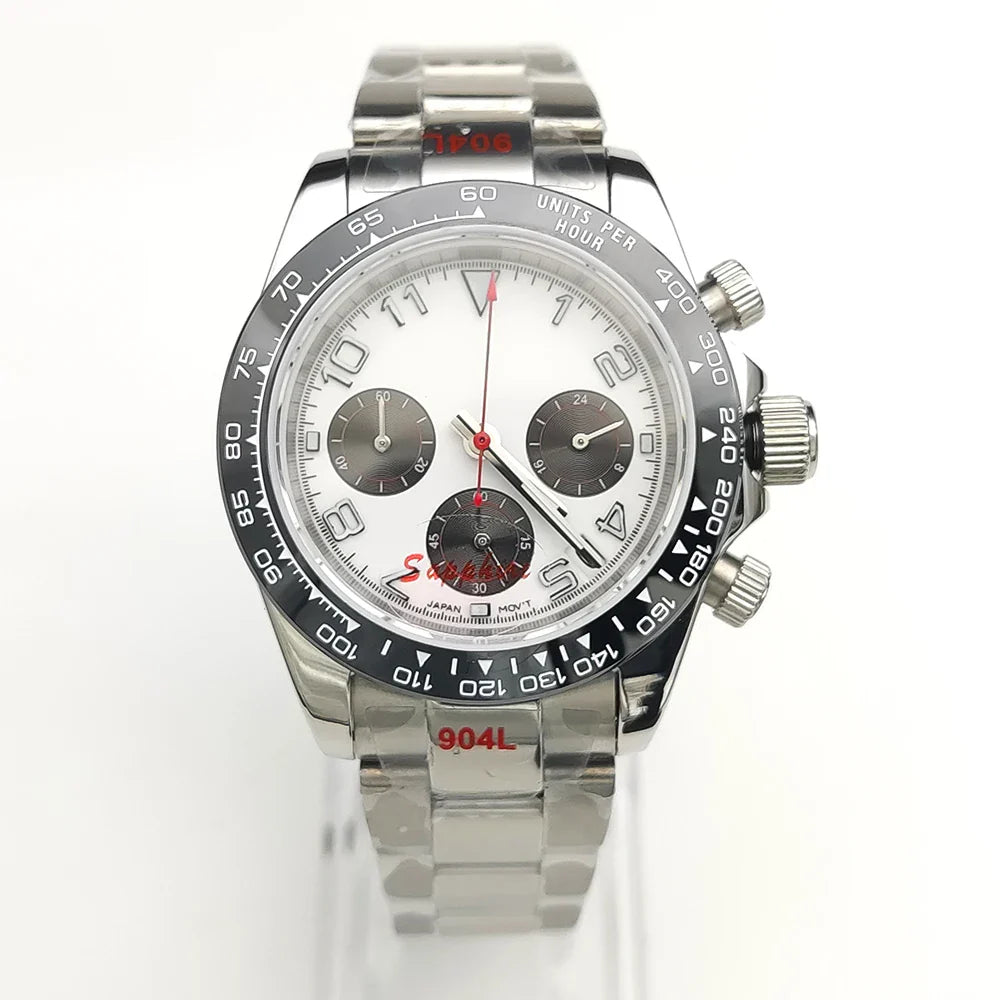 20 color Business 39mm Quartz Watch Men's Timing Sapphire Crystal VK63 Movement Calendar Luminous Blue Dial Stainless Steel Stra