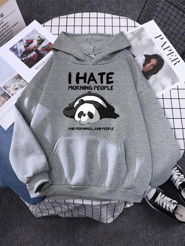 Pullover For Woman Fashion Korean Round Neck Hoodie Female Panda Sleeps Print New  Women'S Sweatshirt Warm
