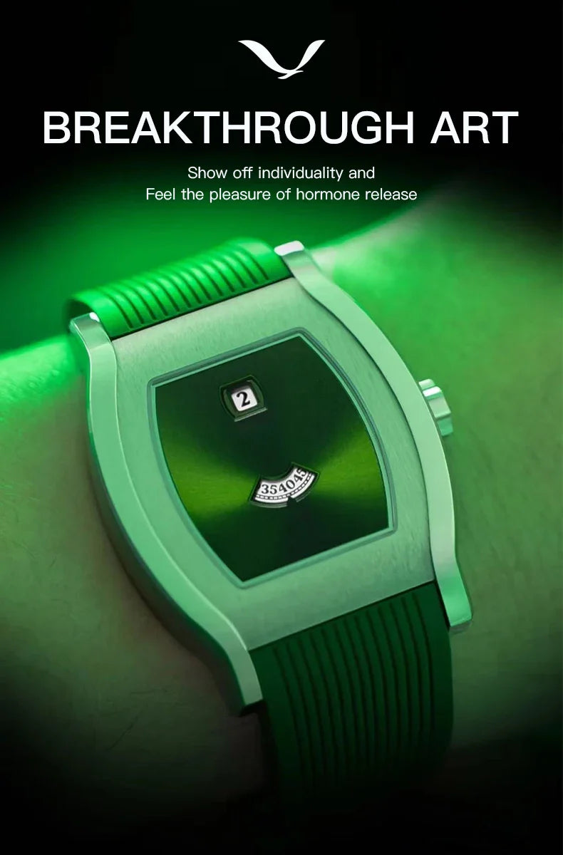 Newly designed Specht & Söhne Jump Hour Watch For Men Seagull Automatic Watches Rubber Strap Sapphire Crystal 50M Waterproof