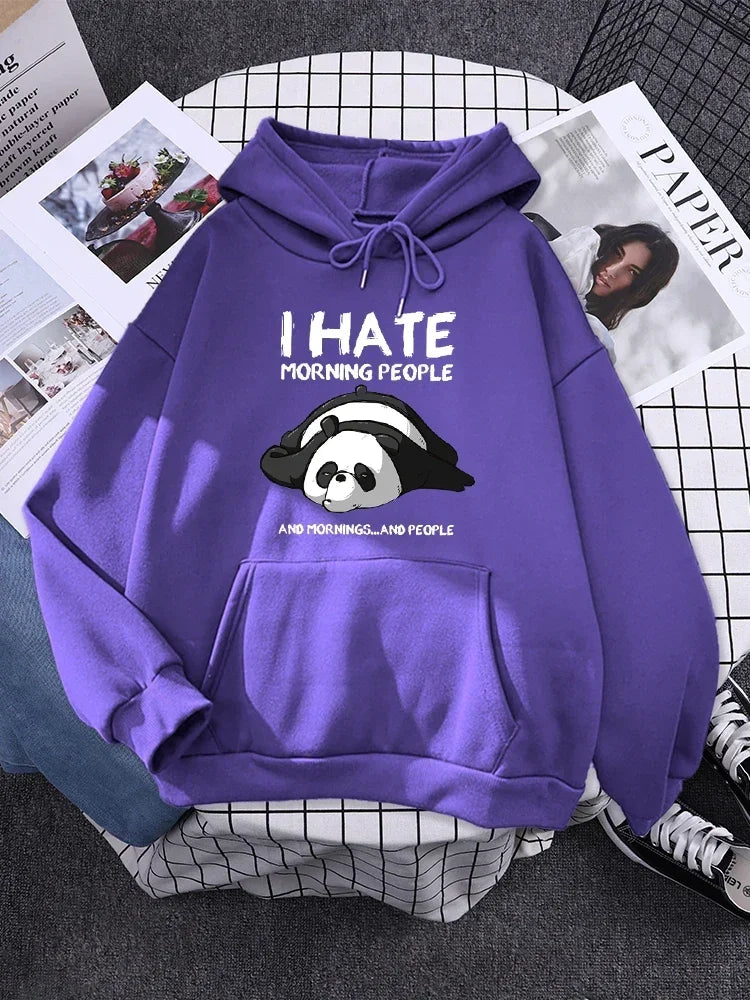 Pullover For Woman Fashion Korean Round Neck Hoodie Female Panda Sleeps Print New  Women'S Sweatshirt Warm