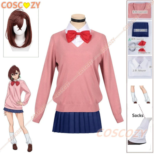 Momo Ayase Cosplay Costume Wig Anime Dandadan Sweater Skirt School