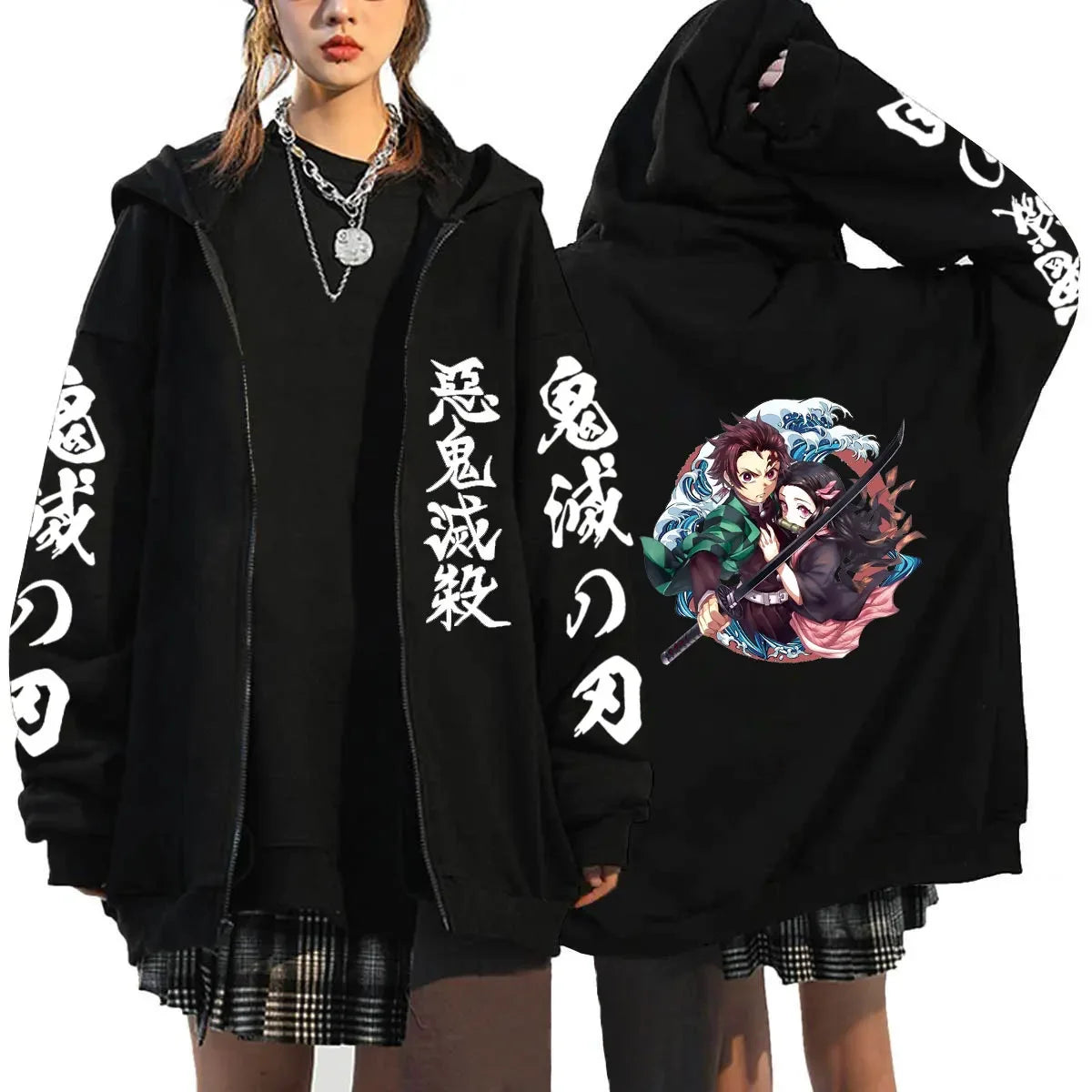 Demon Slayer Zipper Hoodie Roupas Masculinas Women Men Anime Oversized Hoodies Coat Top Femme Full Zip Sweatshirts Jackets