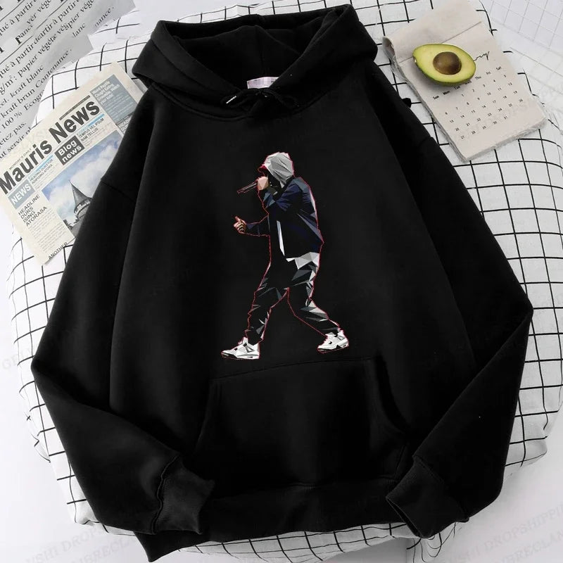 Eminem Print Hoodie Men Women Fashion Hip Hop Hoodies Women Sweats Rapper Sweats Clothing Rock Fashion Harajuku Sweatshirts