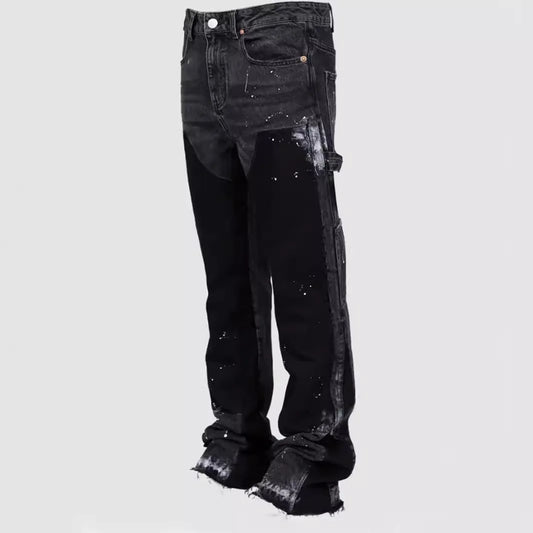 Washed Jeans Men Vintage Ankle Length Trousers Mid Waist Pockets