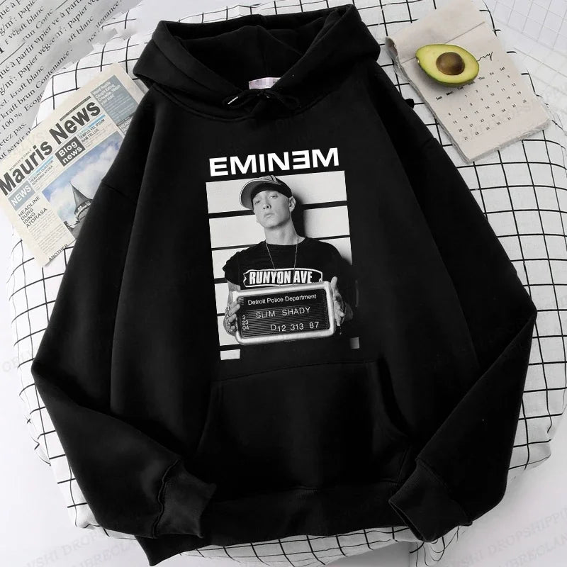 Eminem Print Hoodie Men Women Fashion Hip Hop Hoodies Women Sweats Rapper Sweats Clothing Rock Fashion Harajuku Sweatshirts