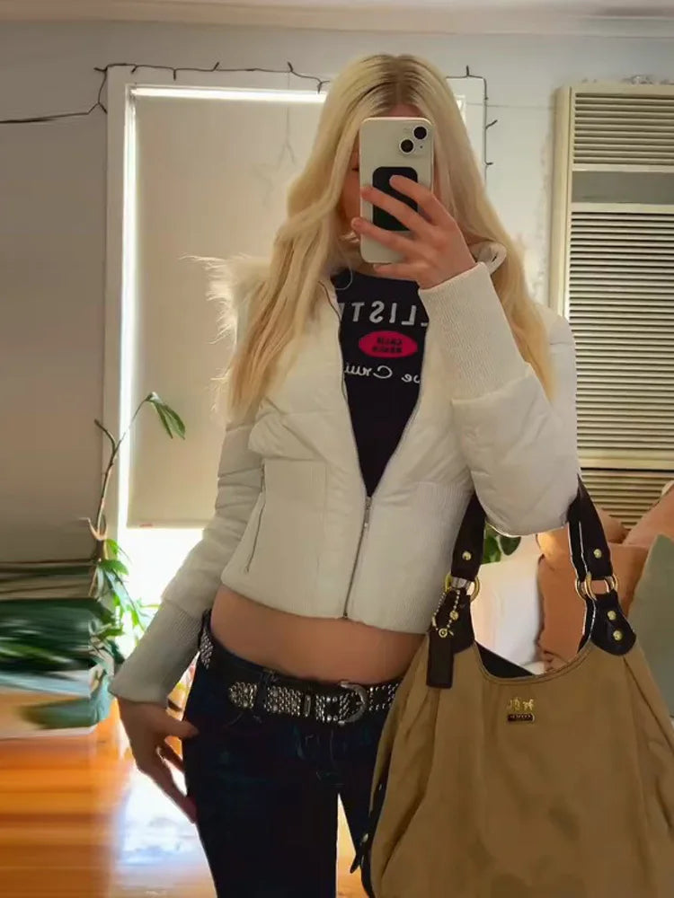 Fashion Hooded Women's Padding Coats Street Loose Zipper Long Sleeve Female Jacket 2025 Winter Soild Thicken Lady Outwears