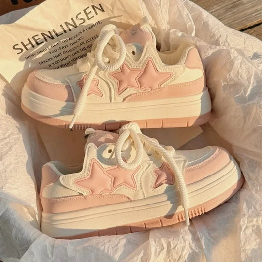 2024 New Korean Shoes Kawaii Pink Platform Sneakers Women Vintage