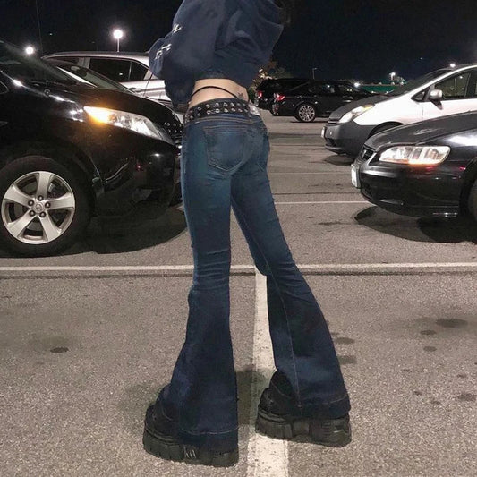 CIBBAR y2k Flare Jeans Casual Low Rise Cute Trousers Aesthetic