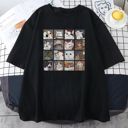 Meme Cats Puzzle Creativity Printed Men T-Shirts Beach Breathable
