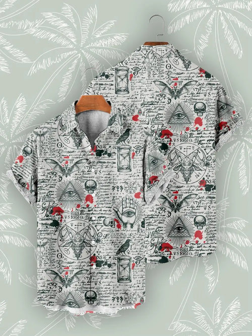 New Hawaiian Shirts For Men's Skull Summer Casual Short Sleeve Y2k