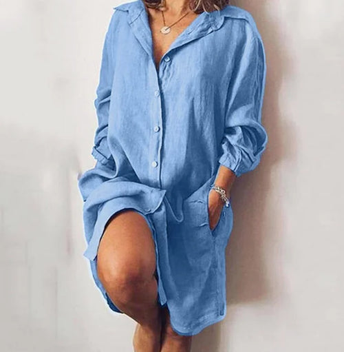 New Fashion Plus Size Women Long Shirt Blouse Autumn Cotton Linen