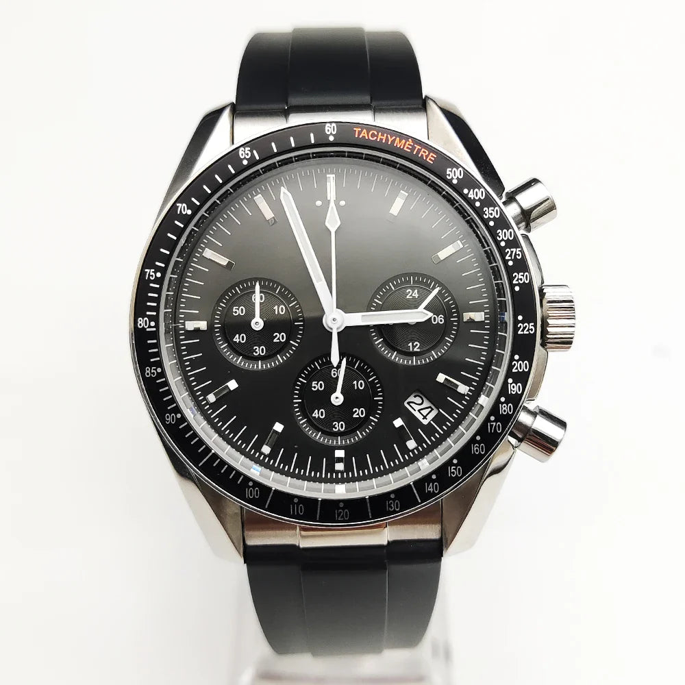 20 color Business 39mm Quartz Watch Men's Timing Sapphire Crystal VK63 Movement Calendar Luminous Blue Dial Stainless Steel Stra