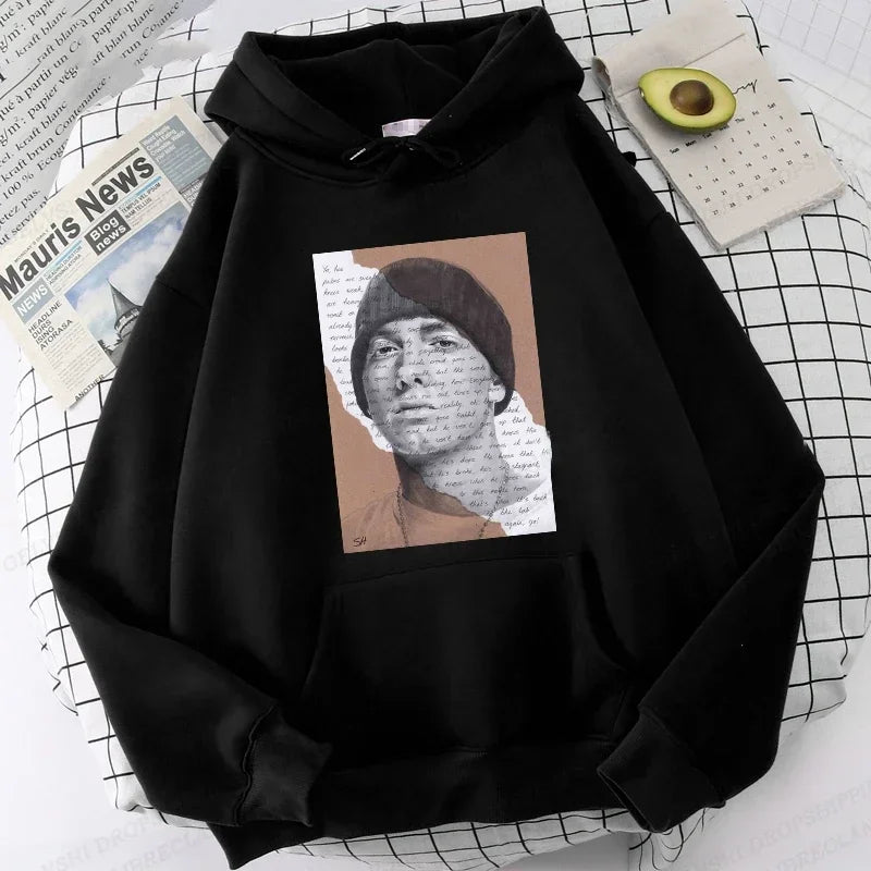 Eminem Print Hoodie Men Women Fashion Hip Hop Hoodies Women Sweats Rapper Sweats Clothing Rock Fashion Harajuku Sweatshirts