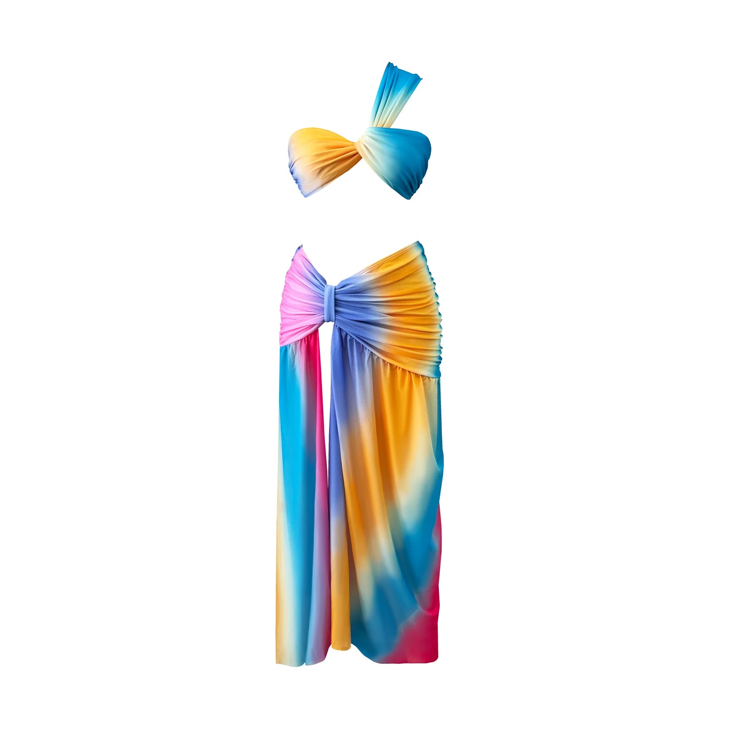 One Shoulder Bikini with Slit Skirt Top Sweet Waist Long Skirt Suit Swimsuits Women Bathing Suits Summer Beachwear Biquini