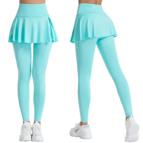 Women High Waist Leggings Solid Color Tennis Pleated Skirts Autumn