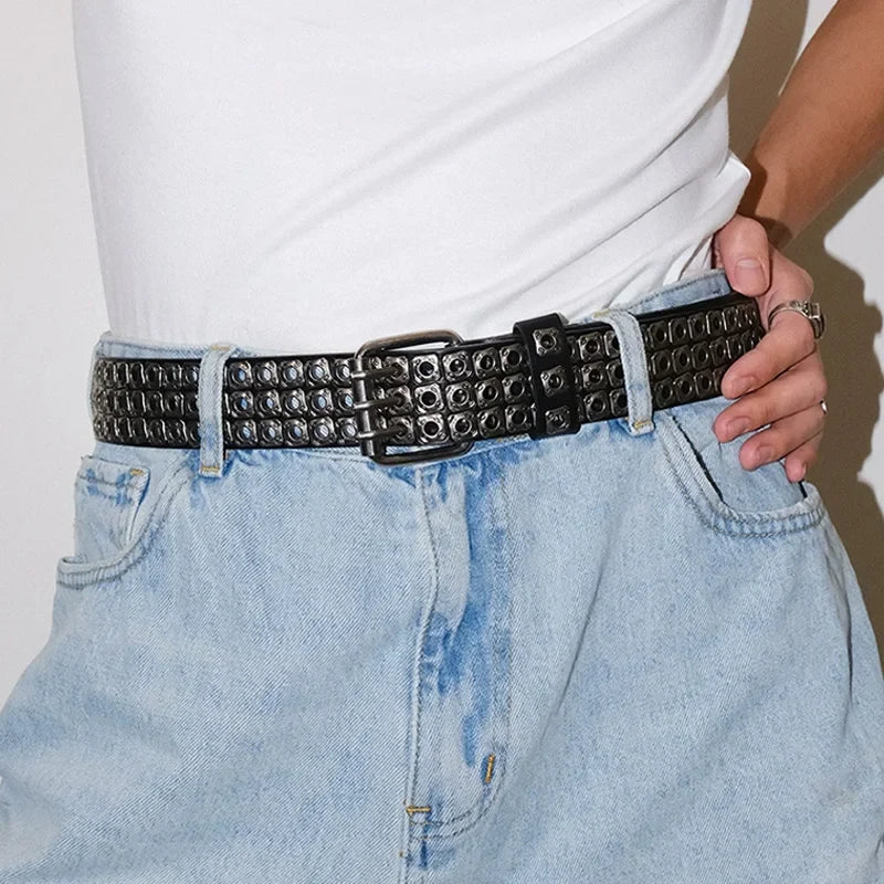 High Quality Hollow Rivet Designer Belt For Men And Women Gothic