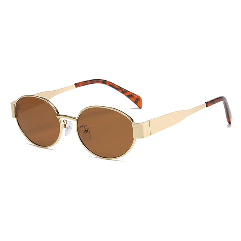 Retro Small Oval Sunglasses Men Women Luxury Metal Round Sun Glasses