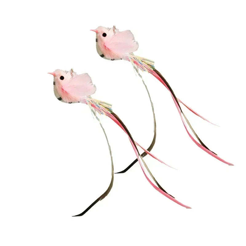 Simulation Bird Cat Toys Funny Interactive Peacock with Bell Cat Stick Toy for Kitten Playing Teaser Wand Toys Pet Cats Supplies