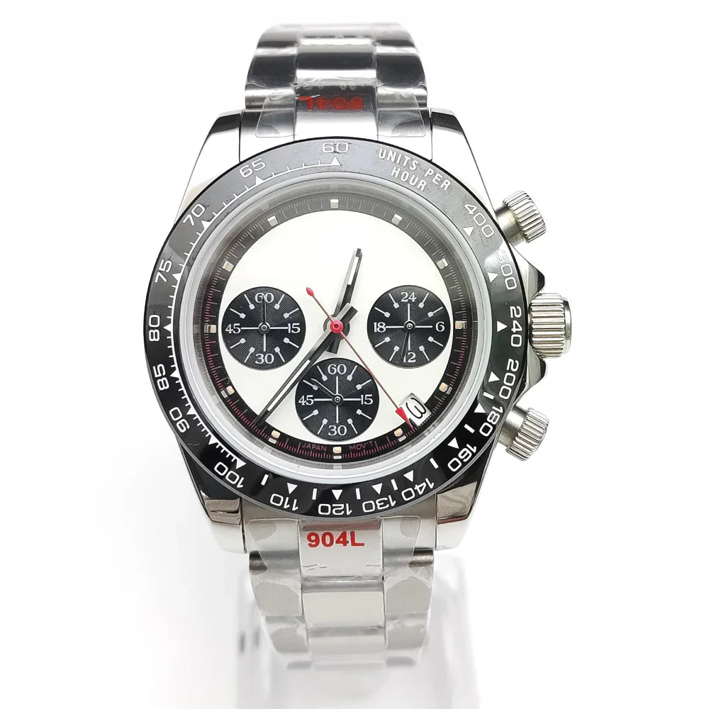 20 color Business 39mm Quartz Watch Men's Timing Sapphire Crystal VK63 Movement Calendar Luminous Blue Dial Stainless Steel Stra