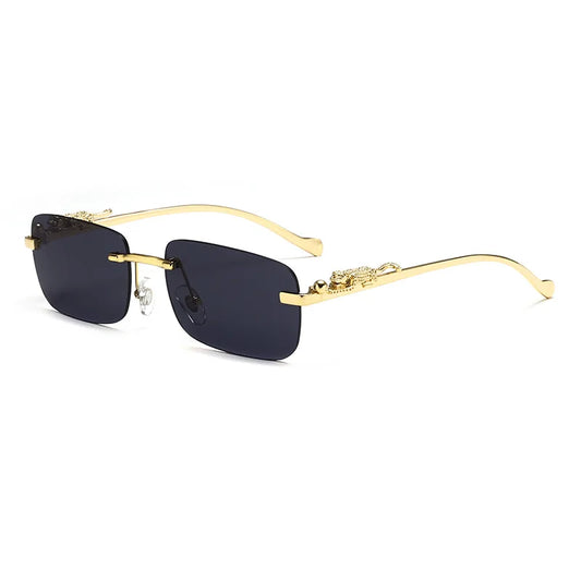 Classic Rimless Sunglasses Men Women Fashion Leopard Decoration Small