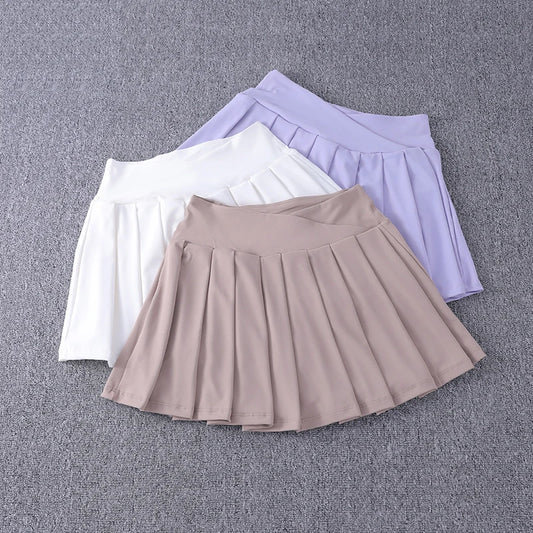 2024 New Best-Selling Pleated Nylon Spandex High Waisted Pocket Skirt
