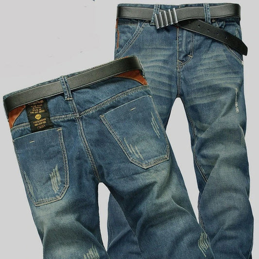 New Men's Spring Autumn Jeans Classic Male Skinny Straight Stretch