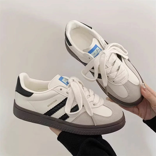 Shoes Woman 2025 Trend Casual Sneakers Comfortable Lace Up Flats