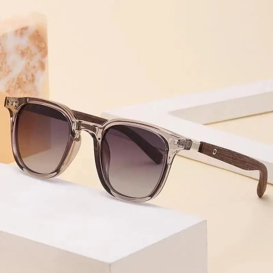 Trendy Retro Wood Grain Sunglasses for Women and Men New Square Frame