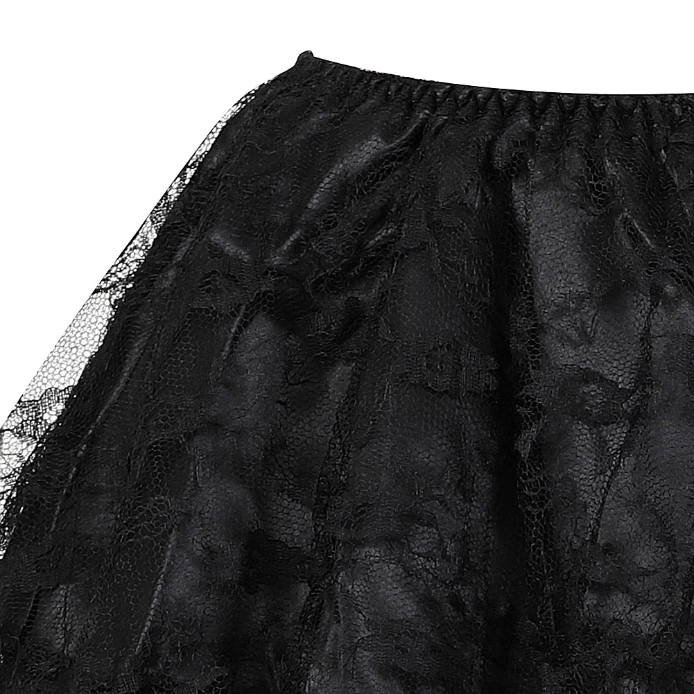 Sexy Layered Mesh Tulle Lace Mini Pleated Skirt Gothic Skirts Showgirl