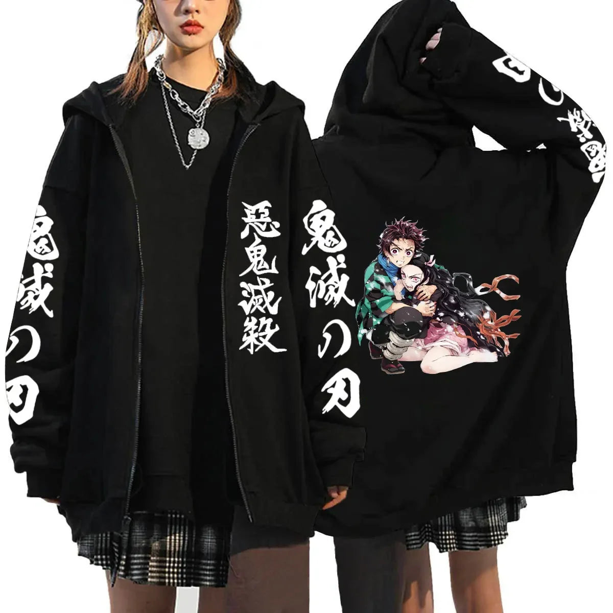 Demon Slayer Zipper Hoodie Roupas Masculinas Women Men Anime Oversized Hoodies Coat Top Femme Full Zip Sweatshirts Jackets