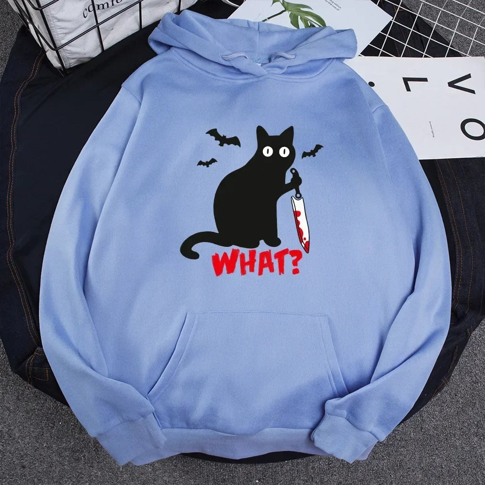 Female Autumn Winter Plus Size weatshirt Cartoon Cat Hoodies Woman Fleece Funny Pullover goth