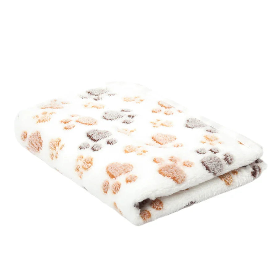 Soft Fluffy High Quality Pet Blanket Flannel Dog Sleeping Blanket Paw Print Pattern Pet Mat Warm Comfortable Blanket for Cat Dog