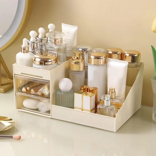 Cosmetic Display Case Desk Storage Box with Clear Drawers Large