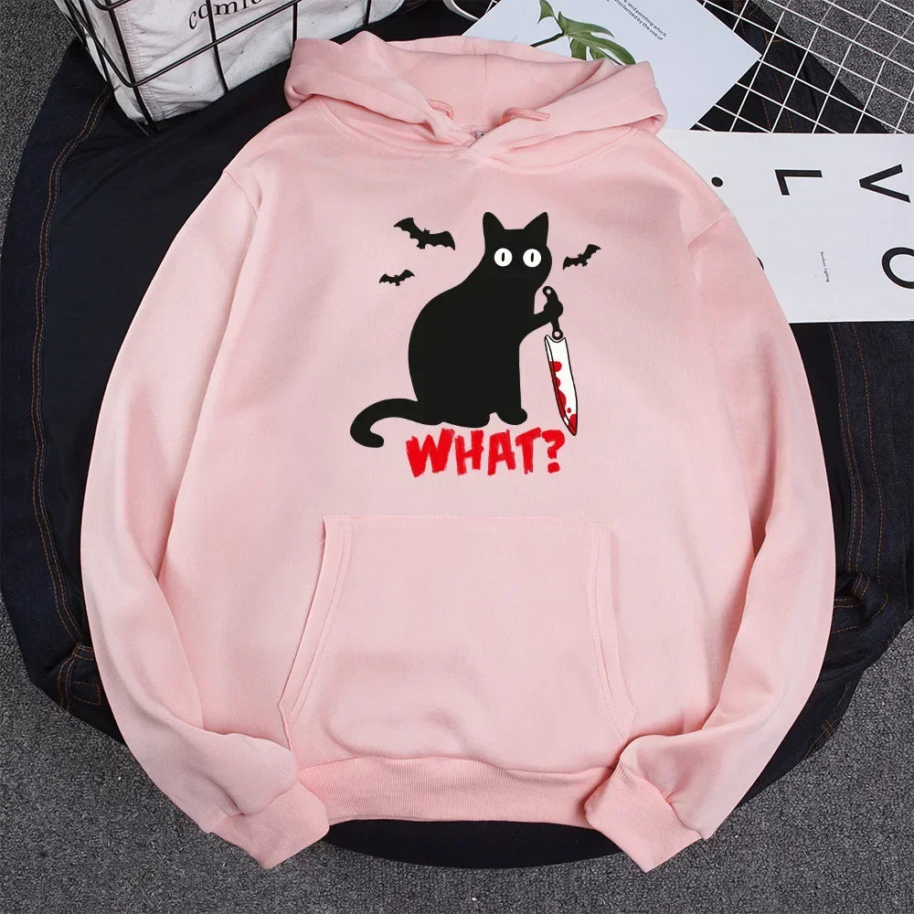 Female Autumn Winter Plus Size weatshirt Cartoon Cat Hoodies Woman Fleece Funny Pullover goth