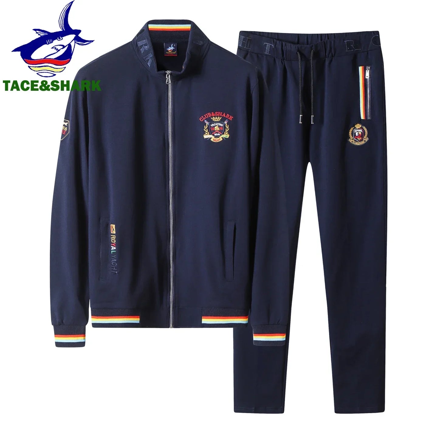 High Quality Embroidery Fashion Tracksuit Autumn Men's Sportswear Two