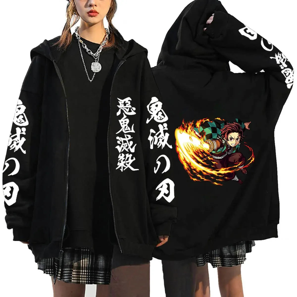 Demon Slayer Zipper Hoodie Roupas Masculinas Women Men Anime Oversized Hoodies Coat Top Femme Full Zip Sweatshirts Jackets