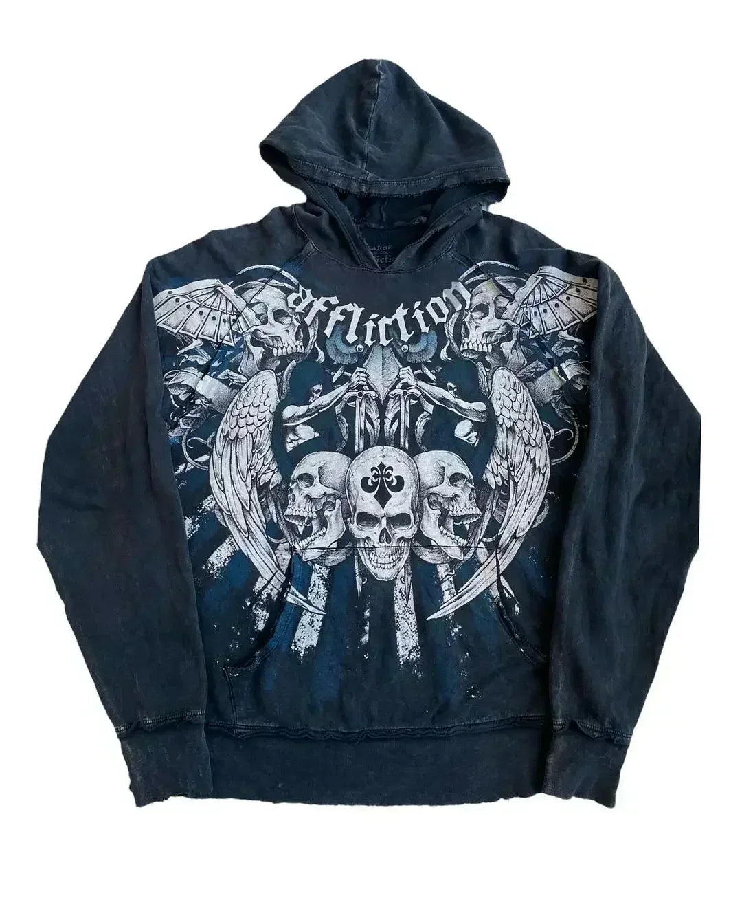 Affliction Fashion Hoodie Street Gothic printing Oversize Zipper Hoodie Mens Womens Hip Hop Casual Sweatshirt Personality Hoodie