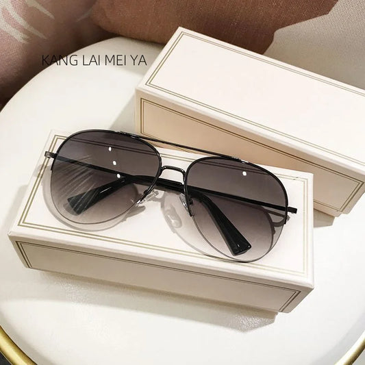 New Large Frame Half Frame Sunglasses for Men, Cool and Handsome Toad