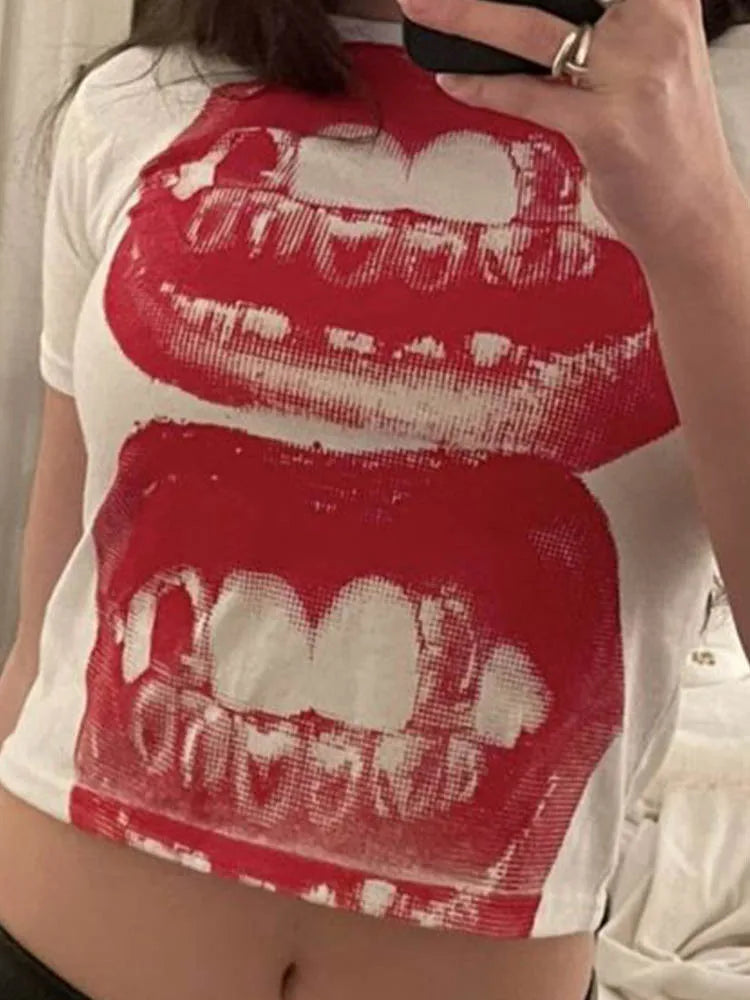 Punk Y2K Baby Short Sleeve Top Gothic Street T-shirt Women's Leisure