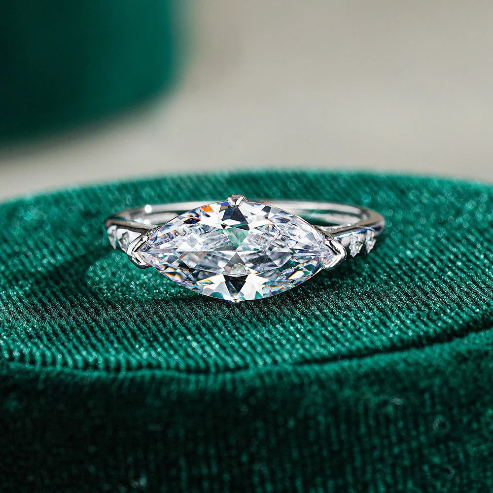 3CT Marquise Cut Moissanite Rings for Wedding Woman Sparkling Lab Diamond Engagement Bands 925 Sterling Silver Certified Jewelry