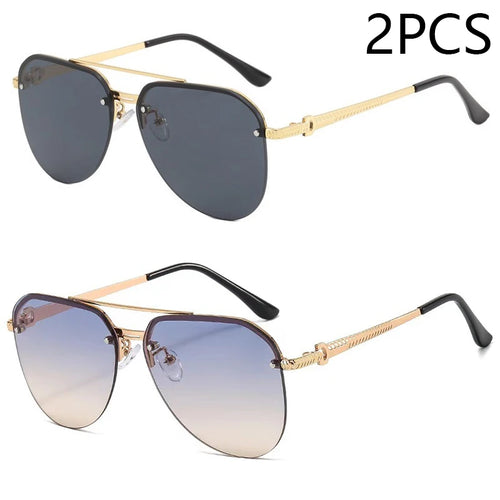 New Fashion Metal Half Frame Women's Outdoor Sunglasses Classic Double