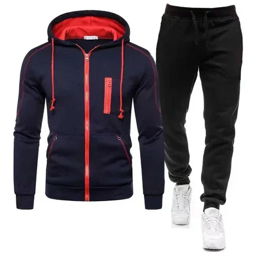 2024 Men Sets Wear Men's Fashion Autumn Winter Double Zipper Jacket/