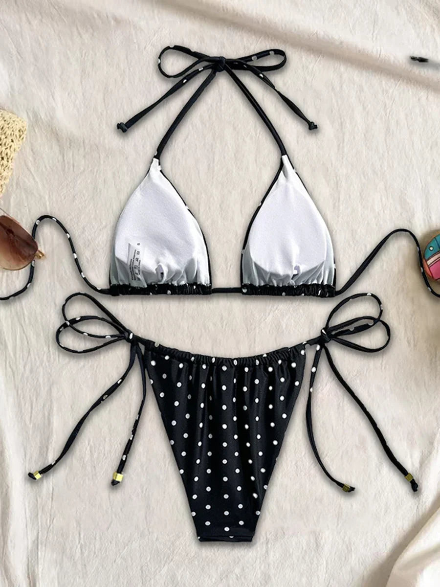 Micro Bikini Sexy Swimsuits For Women 2025 Swimwear Dot Brazilian Bikini Set Thong Biquini Swim Suits String Beachwear Female