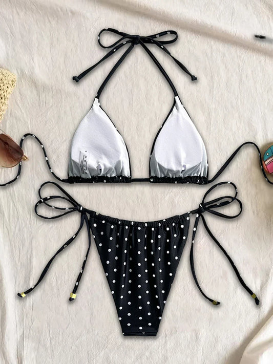 Micro Bikini Sexy Swimsuits For Women 2025 Swimwear Dot Brazilian Bikini Set Thong Biquini Swim Suits String Beachwear Female